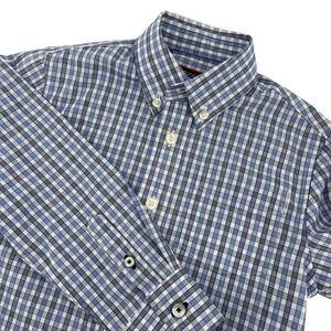 UNTUCKIT Boys Button Down Shirt Checkered Long Sleeve Blue‎ White Size 4-5